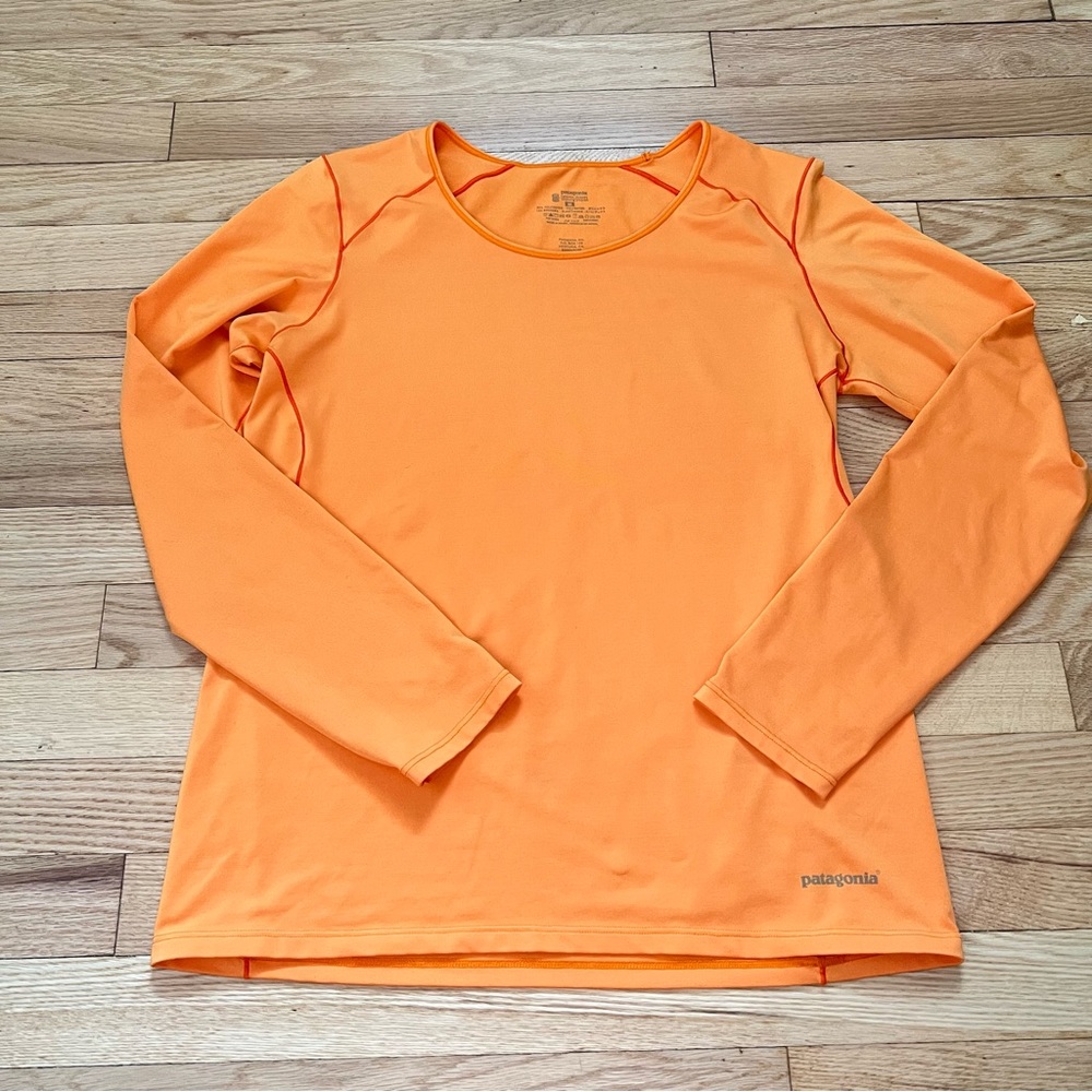 Patagonia Shirt Womens Medium Orange Long Sleeve Tunic Outdoor Hiking